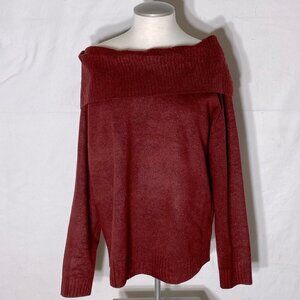 Heartloom Dark Rust Colour Off Shoulder Cowl Neck Sweater L Contemporary NWT
